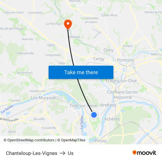 Chanteloup-Les-Vignes to Us map