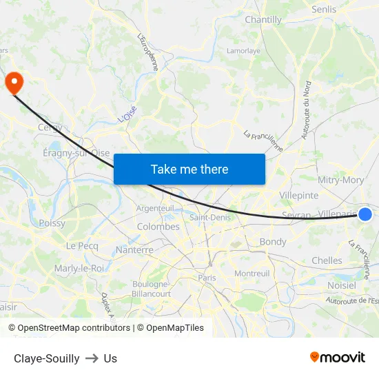Claye-Souilly to Us map