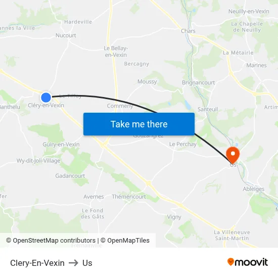 Clery-En-Vexin to Us map