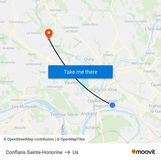Conflans-Sainte-Honorine to Us map