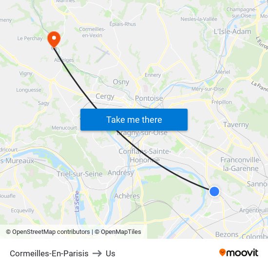 Cormeilles-En-Parisis to Us map