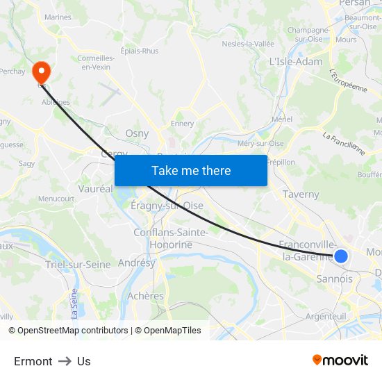 Ermont to Us map