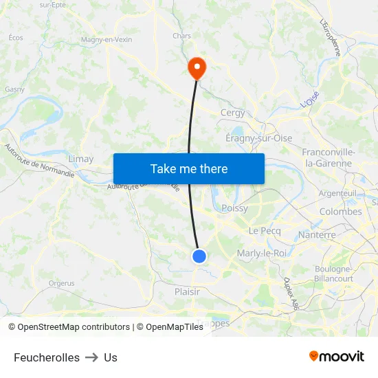 Feucherolles to Us map