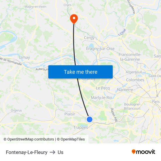 Fontenay-Le-Fleury to Us map