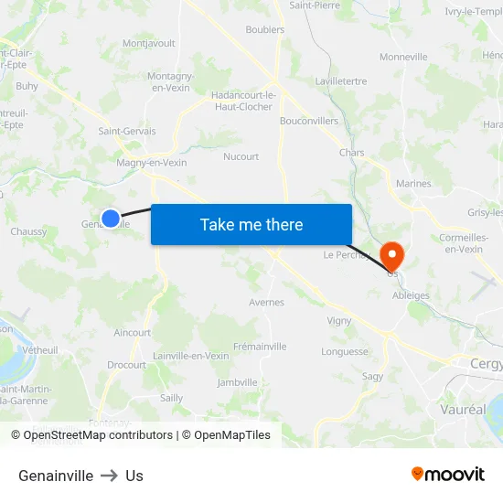 Genainville to Us map
