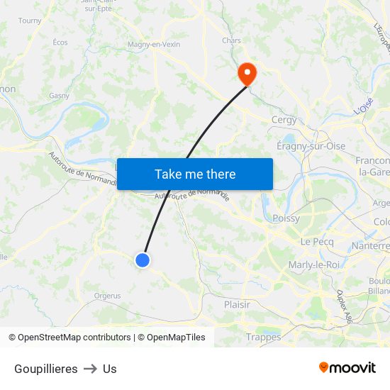 Goupillieres to Us map