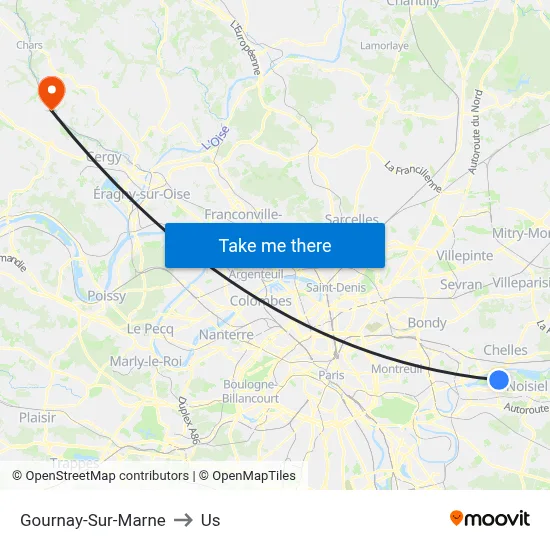 Gournay-Sur-Marne to Us map