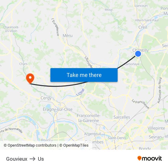 Gouvieux to Us map