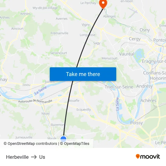 Herbeville to Us map