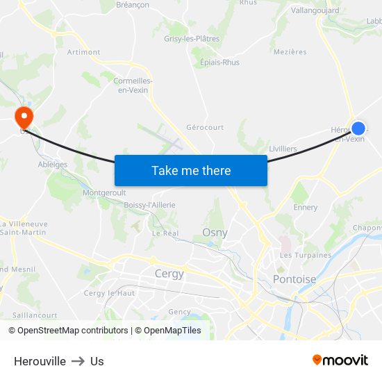 Herouville to Us map