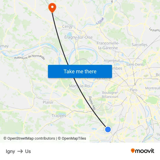 Igny to Us map
