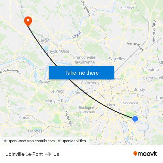 Joinville-Le-Pont to Us map