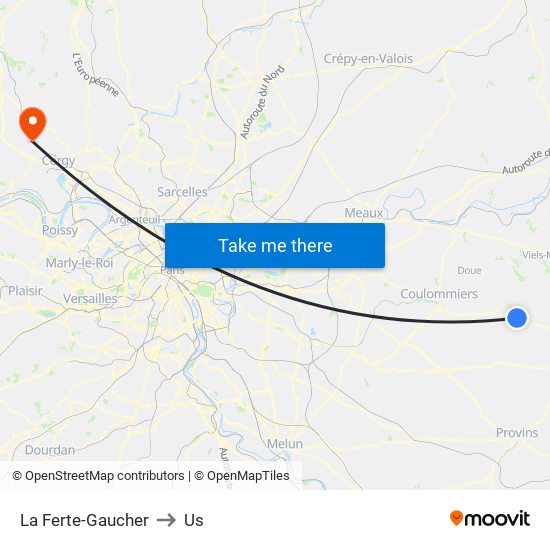 La Ferte-Gaucher to Us map