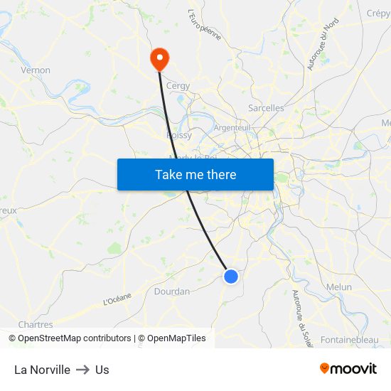 La Norville to Us map