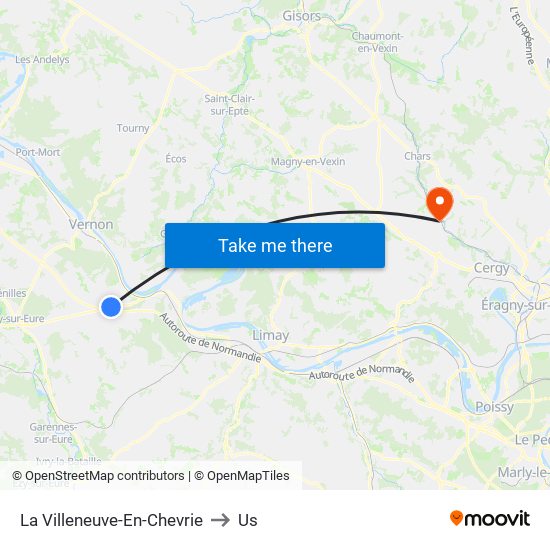 La Villeneuve-En-Chevrie to Us map