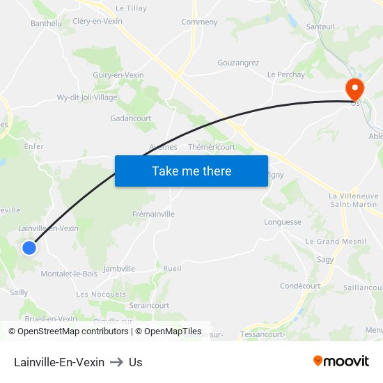 Lainville-En-Vexin to Us map