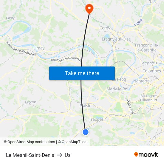 Le Mesnil-Saint-Denis to Us map