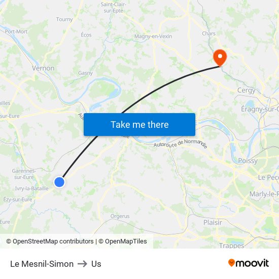 Le Mesnil-Simon to Us map
