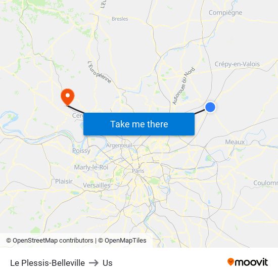 Le Plessis-Belleville to Us map