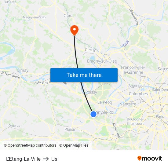 L'Etang-La-Ville to Us map