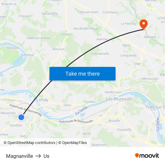 Magnanville to Us map