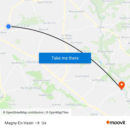 Magny-En-Vexin to Us map