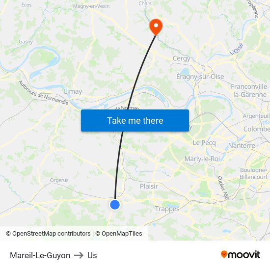 Mareil-Le-Guyon to Us map