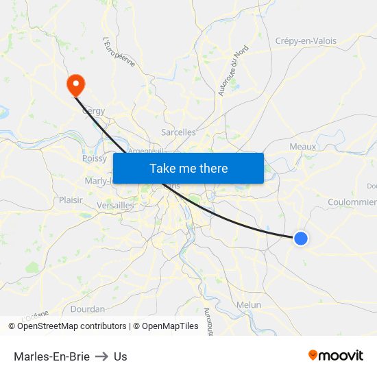 Marles-En-Brie to Us map