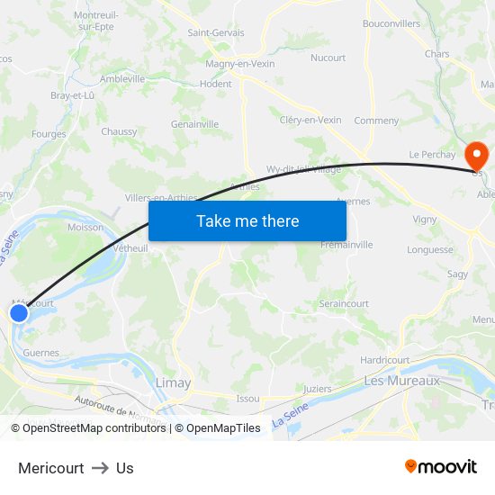 Mericourt to Us map