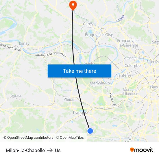 Milon-La-Chapelle to Us map
