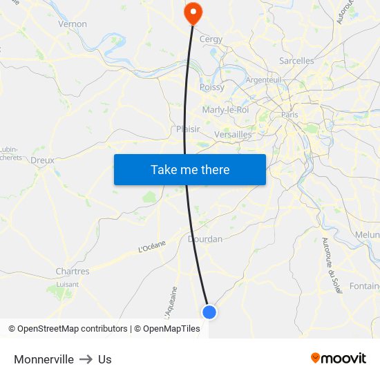 Monnerville to Us map