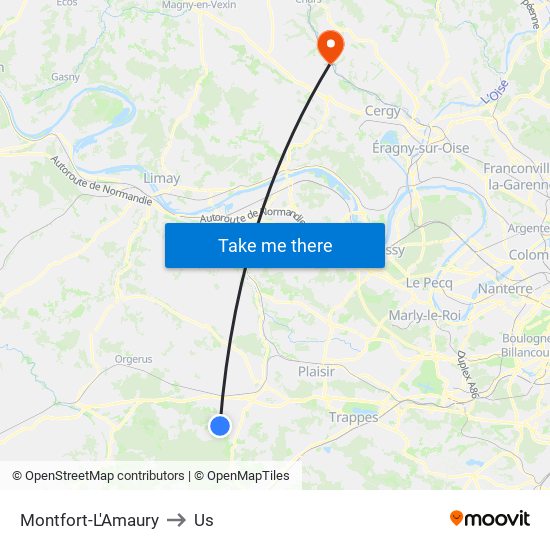 Montfort-L'Amaury to Us map