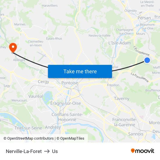 Nerville-La-Foret to Us map