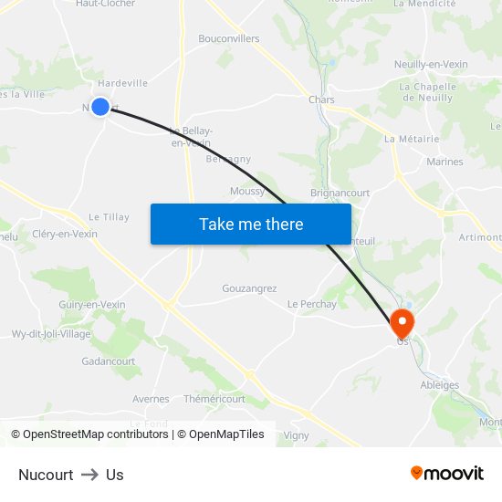 Nucourt to Us map