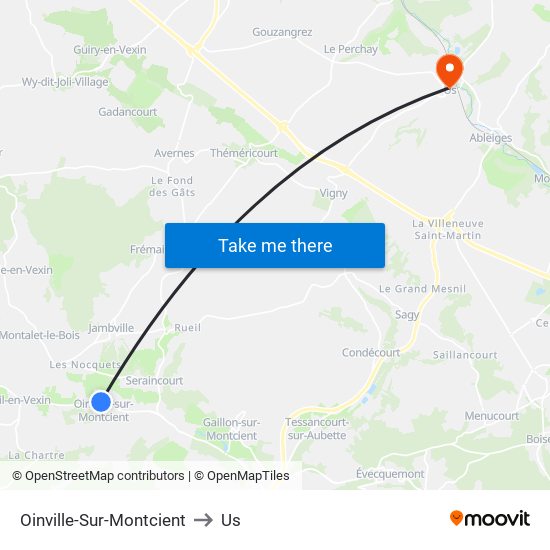 Oinville-Sur-Montcient to Us map