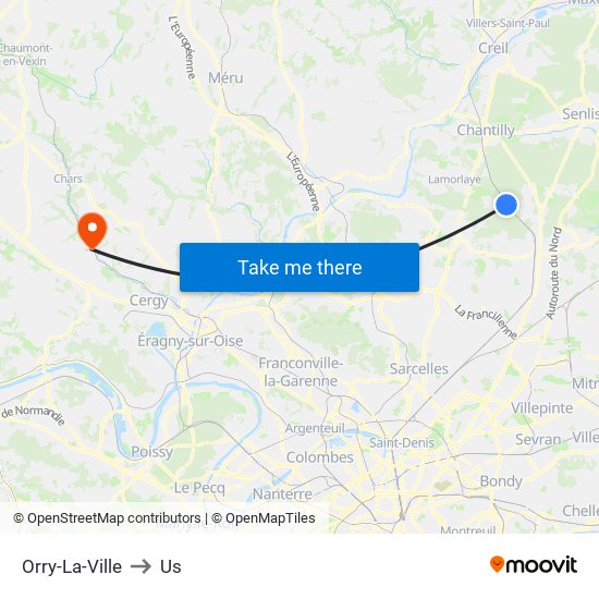 Orry-La-Ville to Us map