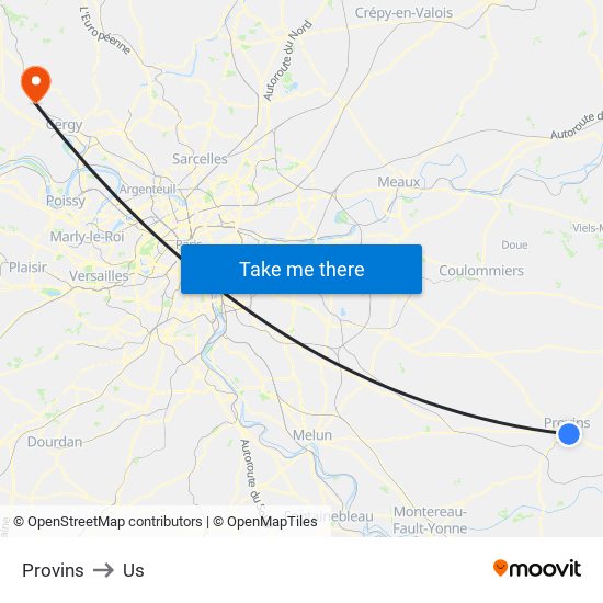 Provins to Us map