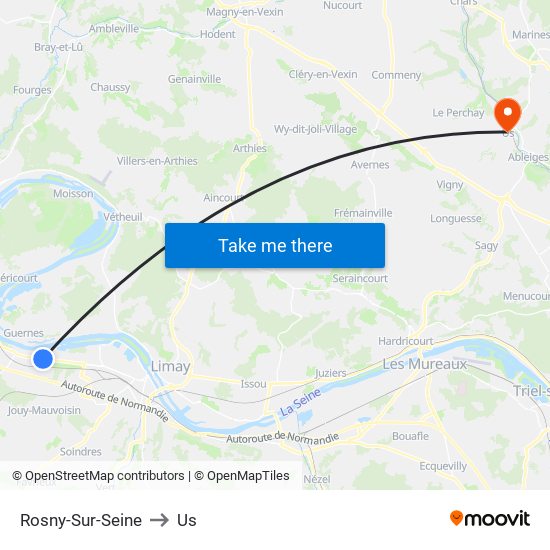 Rosny-Sur-Seine to Us map