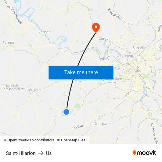 Saint-Hilarion to Us map