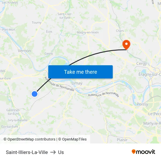 Saint-Illiers-La-Ville to Us map