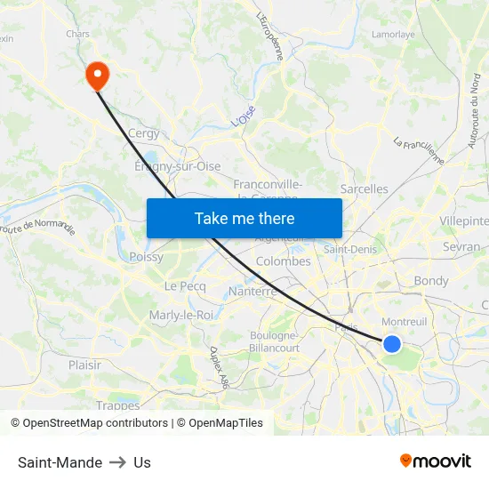 Saint-Mande to Us map