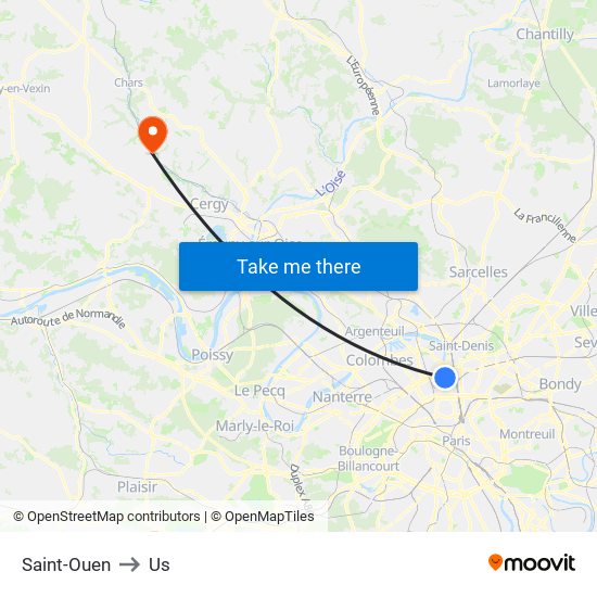 Saint-Ouen to Us map