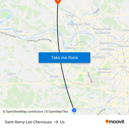 Saint-Remy-Les-Chevreuse to Us map