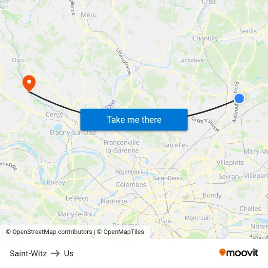 Saint-Witz to Us map