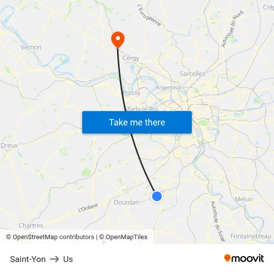Saint-Yon to Us map
