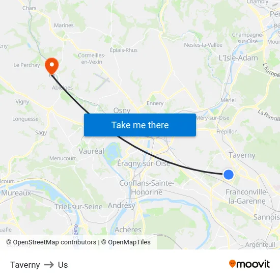 Taverny to Us map