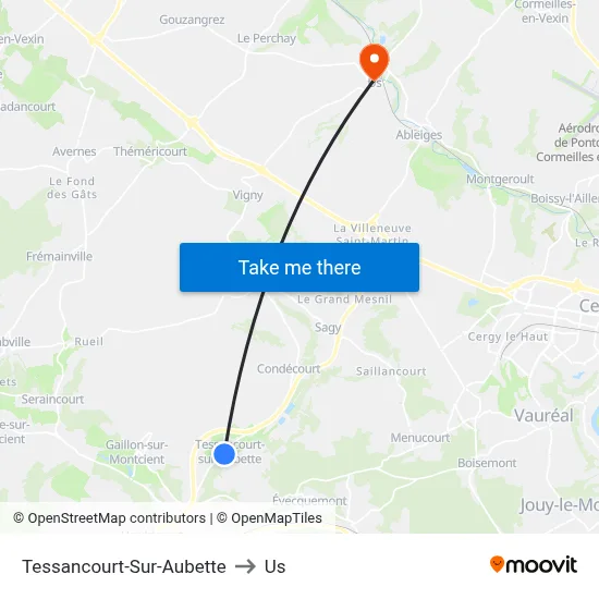 Tessancourt-Sur-Aubette to Us map