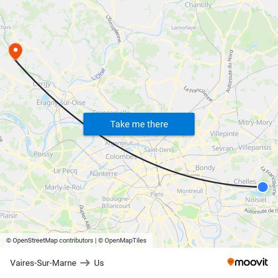 Vaires-Sur-Marne to Us map