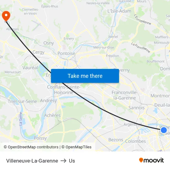 Villeneuve-La-Garenne to Us map