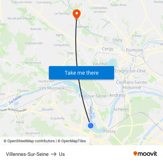 Villennes-Sur-Seine to Us map
